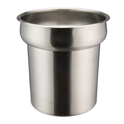Winco INS-4.0 Inset, 4 quart, 7-1/2" x 7-1/2", round, heavy weight stainless steel, mirror finish
