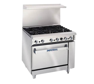 Imperial IR-6 Pro Series 36" Restaurant Gas Range - (6) Open Burners, Standard Oven