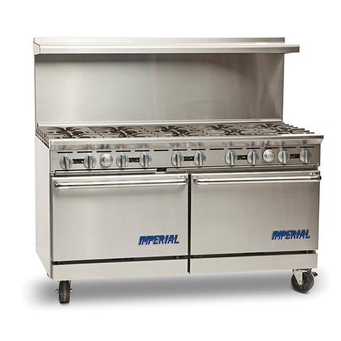 Imperial IR-10 Restaurant Range, gas, 60", (10) open burners, (2) standard ovens
