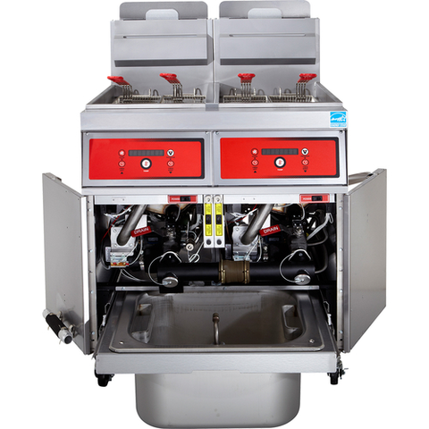 Vulcan 3VK65DF PowerFry5 195-210 Lb. Capacity 3-Unit Gas Fryer System with Filtration, 240,000 BTU, NSF