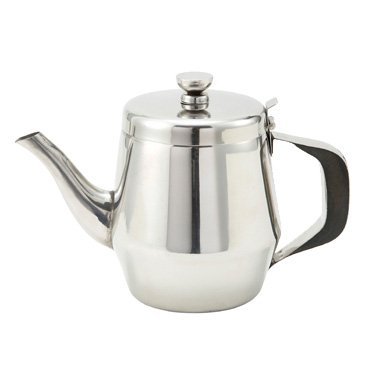 Winco JB2932 Teapot, 32 oz., gooseneck, hinged top, handle, stainless steel, mirror finish