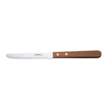 Winco K-55W Steak Knife, 4-1/2" blade, rounded tip, wooden handle