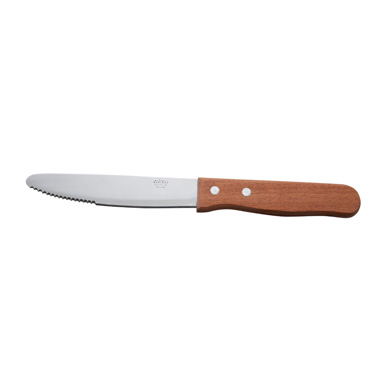 Winco KB-15W Jumbo Steak Knife, 5" heavy duty blade, round tip, wooden handle