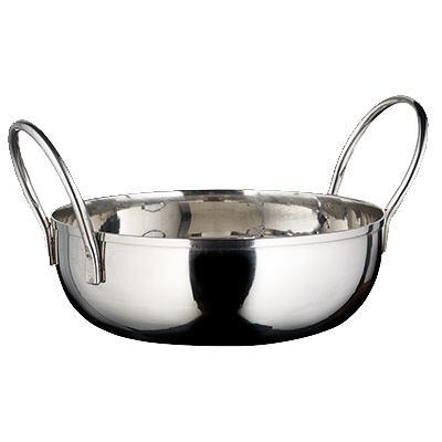 Winco KDB-5 Kady Bowl, 20 oz., 5" dia. x 1-1/2"H, round, with welded handles, stainless steel, mirror finish