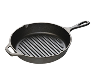 Lodge L8GP3 Induction Grill Pan, 10-1/4" dia. x 1-7/8" Deep, with Helper Handle Cast Iron , Made in USA