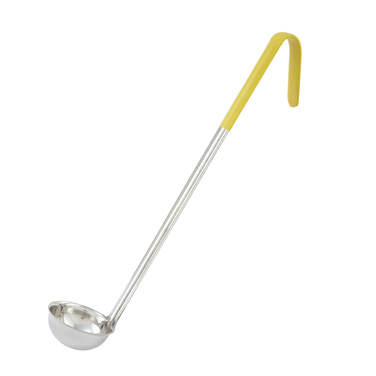 Winco LDC-1 Color-Coded Ladle, 1 oz., 12" handle, one-piece, stainless steel, yellow