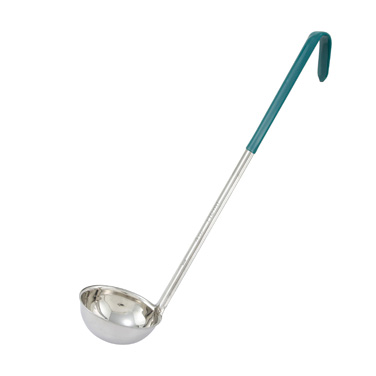 Winco LDC-4 Color-Coded Ladle, 4 oz., 15-1/2" handle, one-piece, stainless steel, green