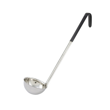 Winco LDC-6 Color-Coded Ladle, 6 oz., 15-1/2" handle, one-piece, stainless steel, black