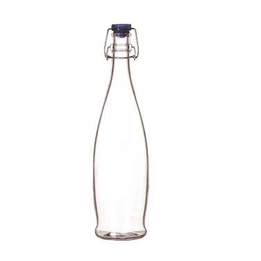 Libbey 13150020, 1-Liter Glass Water Bottle With Blue Wire Ball Lid