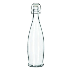 Libbey 13150034, 1-Liter Glass Water Bottle With Clear Wire Bail Lid
