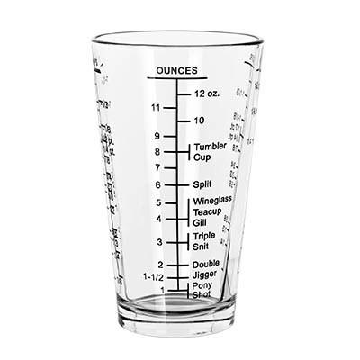 Libbey 1639-1918M, 16 oz. Duratuff Mixing Glass, Capacity Markings On Sides