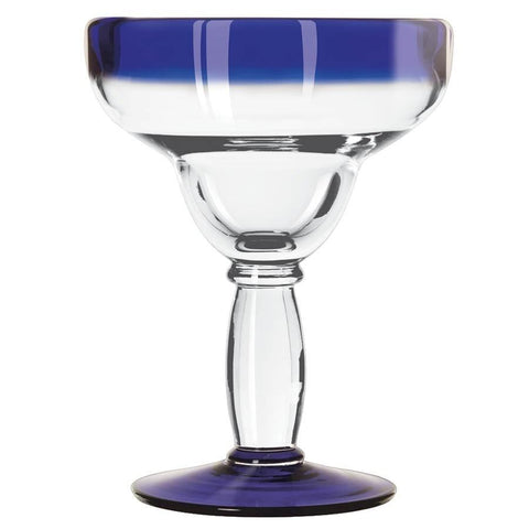Libbey 92308 Aruba 12 oz. Margarita Glass With Cobalt Blue Rim And Base