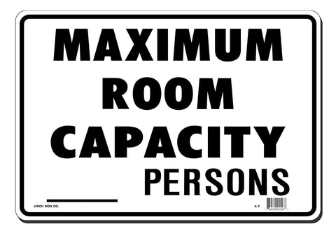 Lynch A-7 14" x 10" Maximum Room Capacity _____ Persons