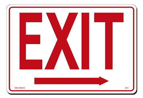 Lynch ES-2, Exit Sign With Arrow Right, 14" x 10"