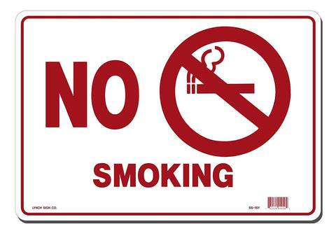 Lynch SS-1SY, No Smoking with Symbol, Red and White, 14" x 10"