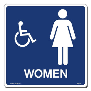 Lynch WR-5, Women Accessible Bathroom, Blue and White, 9" x 9"
