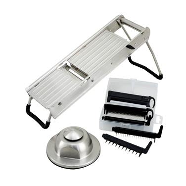 Winco MDL-15 Mandoline Slicer Set, 15-1/2" x 4-15/16", with (5) interchangeable blades and handguard, stainless steel