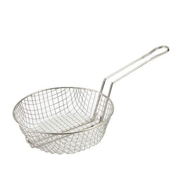 Winco MSB-08 Culinary Basket, 8" dia. x 3" deep, round, coarse mesh, nickel plated steel