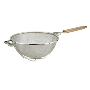 Winco MST-10RB 10.5" Stainless Steel Medium Double Mesh Strainer with Reinforced Bowl