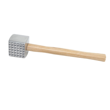 Winco MT-4 Meat Tenderizer, 13" O.L., 3" x 2-1/2" head, 2-sided, aluminum with wood handle