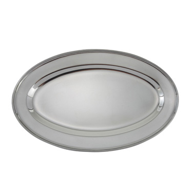 Winco OPL-12 11.75" x 7.87" Oval Stainless Steel Platter
