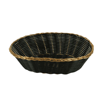 Thunder Group PLBB900G Oval Plastic Basket. Black with Gold Trim 9.25" x 7"