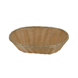 Thunder Group PLBB900 Oval Plastic Basket 9.25" x 7", Natural Tan