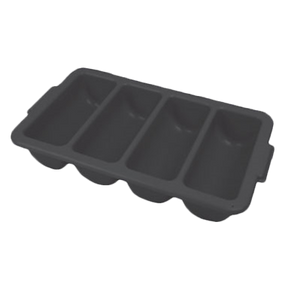 Thunder Group PLFCCB001B Cutlery Box, 4-compartment, integrated handles, polypropylene, black, NSF