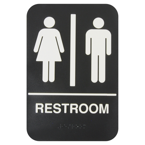 Thunder Group PLIS6953BK Information Symbol Sign 6" x 9", "Restroom", with Braille