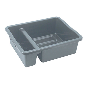 Winco PLTC-7G Bus Box, 21"L x 16-3/4"W x 6-1/2"H, 2-compartment, rounded corners, BPA free, polypropylene, gray