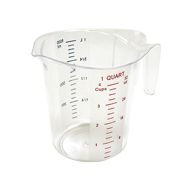Winco PMCP-100 1 Qt. Raised Markings Clear Polycarbonate Measuring Cup