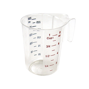 Winco PMCP-25 1 Cup Raised Markings Clear Polycarbonate Measuring Cup