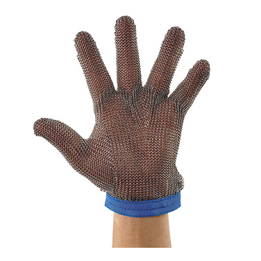 Winco PMG-1L Mesh Glove, Large, Stainless Steel, Reversible, Blue