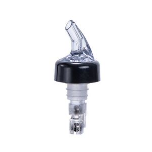 Winco PPA-125 Measuring Pourer, 1-1/4 oz., with black collar, clear spout, plastic with stainless steel ball bearings inside, clear tail