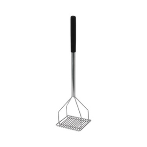 Winco PTMP-24S Potato Masher, 5-1/4" x 24"L, square, chrome plated handle with black textured polypropylene handle sleeve, nickel plated masher