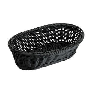 Winco PWBK-94B Woven Basket, 9" x 4-1/2" x 3"H, oval, dishwasher safe, polypropylene, black