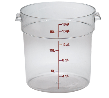 Cambro RFSCW18135 Camwear Round Storage Container 18 Qt., Clear, NSF