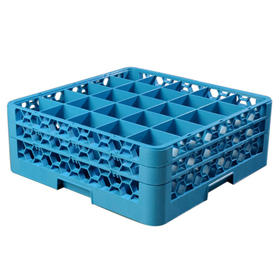 Carlisle RG25-214 OptiClean™ Dishwasher Glass Rack, 25-compartments (3-1/2" x 3-1/2") with (2) extenders, full-size, blue, NSF