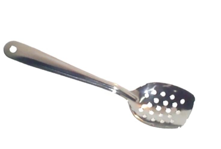 RICH-CRAFT 4010P, 10" Perforated Spoon - Flat End, Stainless Steel