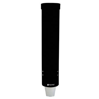 San Jamar C3165BK Pull-Type Black 4 - 10 Oz. Flat Water Cup Dispenser - 16" Long