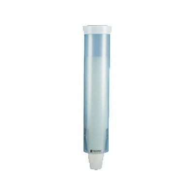 San Jamar C3165FBL Pull-Type Frosted Blue 4 - 10 Oz. Flat Water Cup Dispenser - 16" Long