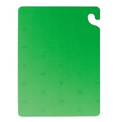 San Jamar CB121834GN Cut-N-Carry Cutting Board With Hook, 12" X 18" X 3/4", Green, NSF