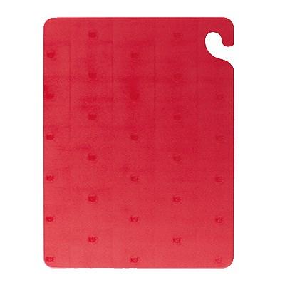San Jamar CB121834RD Cut-N-Carry Cutting Board With Hook, 12" X 18" X 3/4", Red, NSF