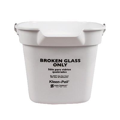 San Jamar KP320WH Kleen-Pail, 10 Qt., "Broken Glass Only", Large Spout, White