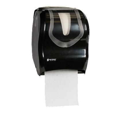 San Jamar T1370BKBKCLAI Summit Tear-N-Dry Towel Dispenser With Ad Insert, Black/Clear