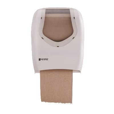 San Jamar T1370WHCLAI Summit Tear-N-Dry Towel Dispenser With Ad Insert, White/Clear