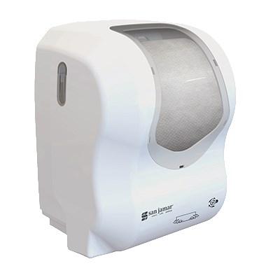 San Jamar T7470WHCL Simplicity Essence Hands Free Summit Towel Dispenser, White/Clear