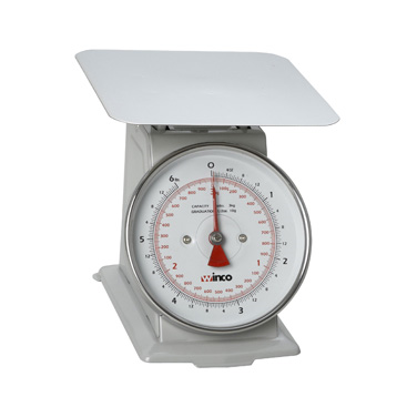 Winco SCAL-66 Receiving/Portion Scale, 6-1/2" dial, 6lb/3kg x 1/2oz./10g graduation, 7-7/8" steel platform, easy-to-read dial, painted steel