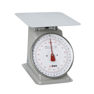 Winco SCAL-810 Receiving/Portion Scale, 8" dial, 10 lb./4.55 kg. x 1 oz./25 g., calibrated, 9-3/5" steel platform, easy-to-read dial, painted steel