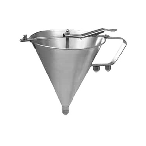 Winco SF-7 Confectionery Funnel, 1.6 liter, 7-1/2" dia. x 8-1/4"H, round, three nozzles (4,5, and 6mm), spring valve operated, stainless steel (rack not included)